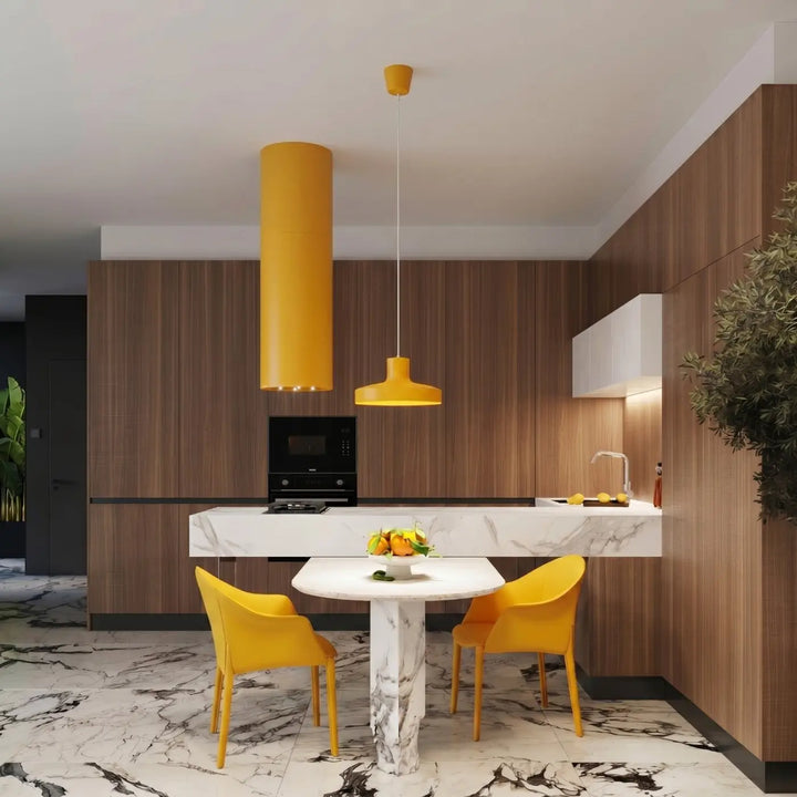 Suspension Luminaire jaune dans un intérieur contemporain