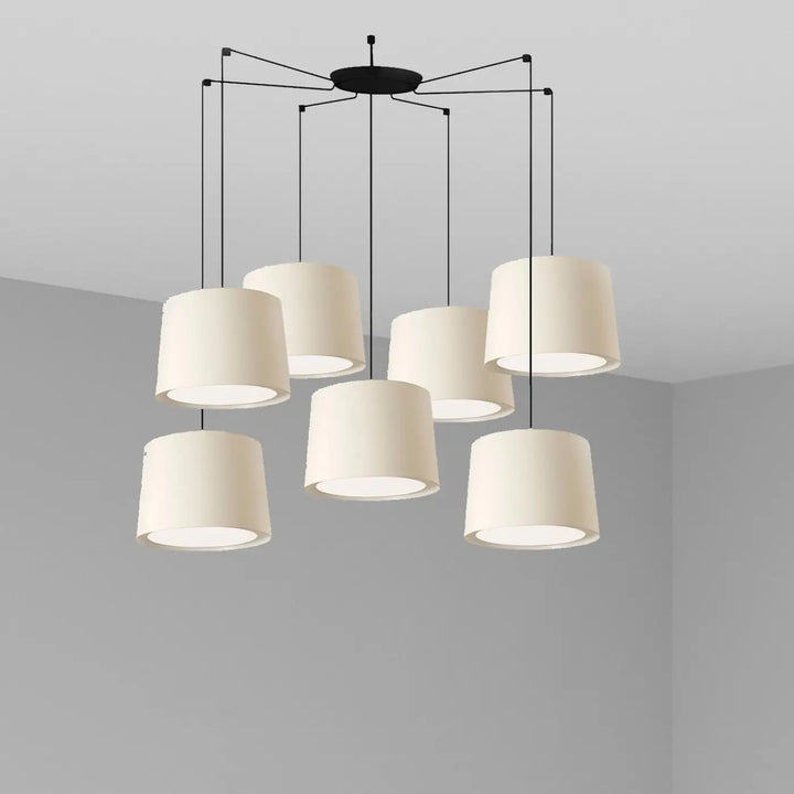 Suspension Conga 7 lumières abat-jour blanc de Faro Barcelona