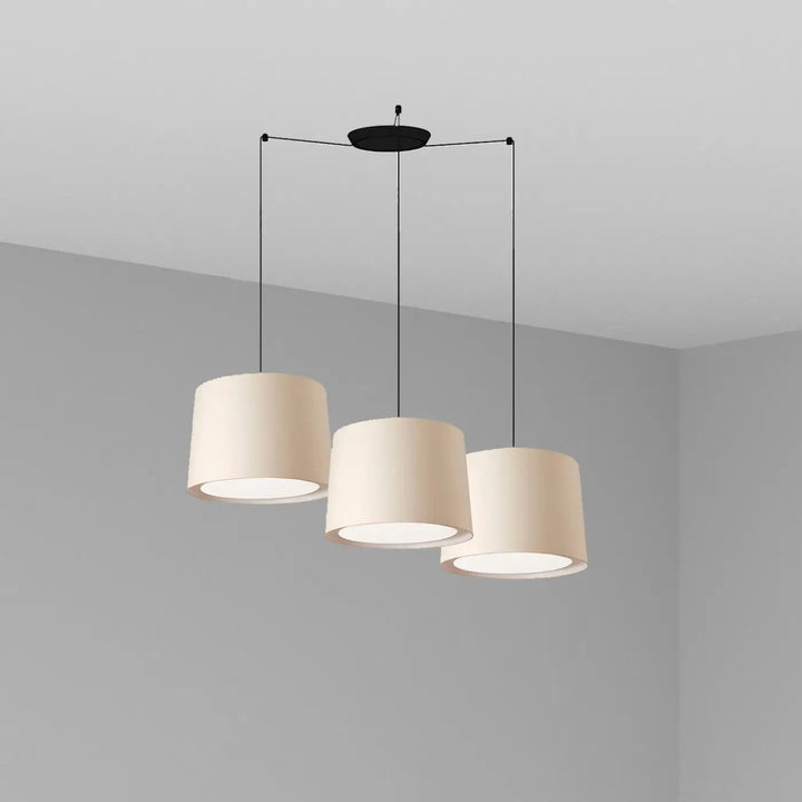 Suspension Conga 3 lumières abat-jour beige de Faro Barcelona