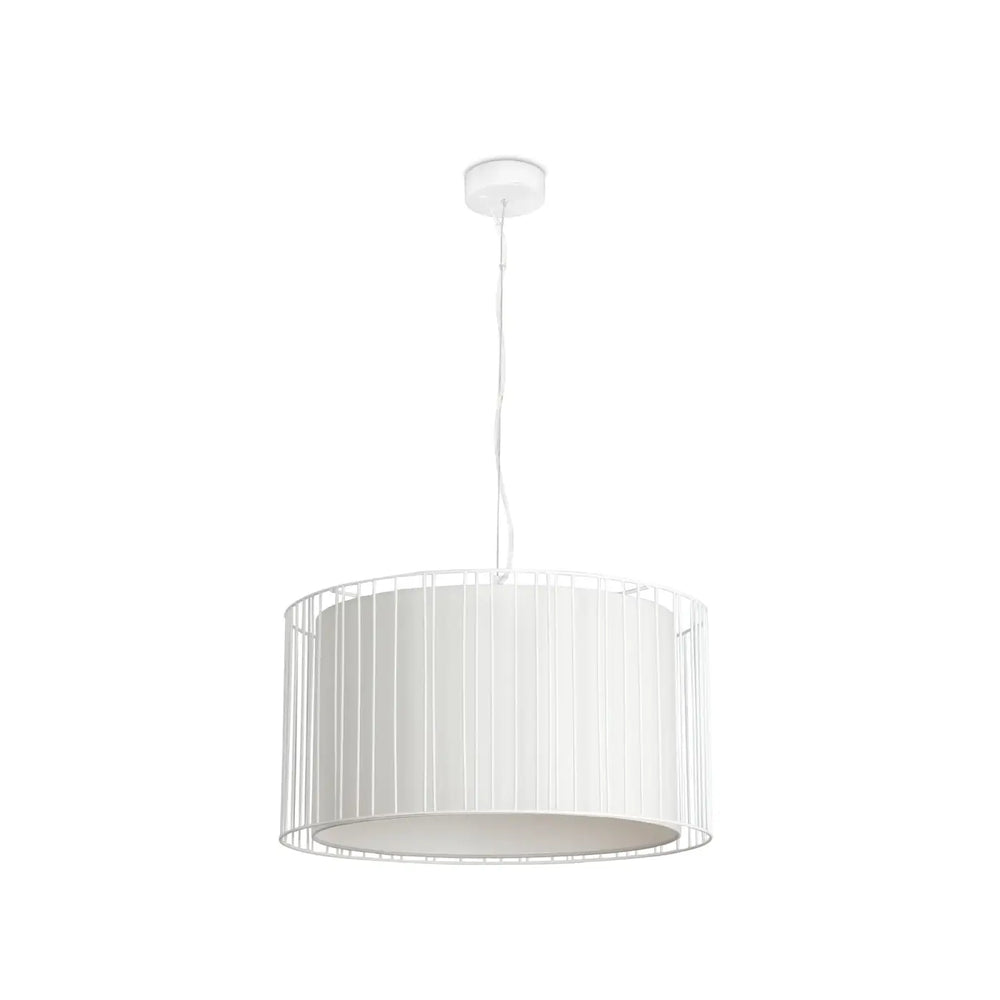 Suspension Linda blanche et tissu beige de Faro Barcelona