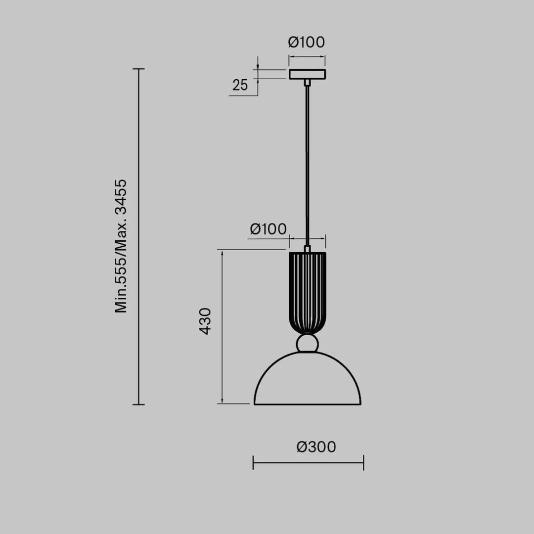 Suspension antic luminaire noir moderne avec corps cylindrique et abat-jour en verre strié monture dorée