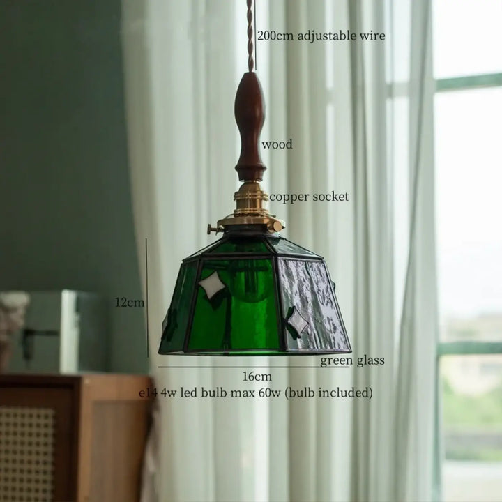 Suspension art déco verre vert cuivre design industriel chic