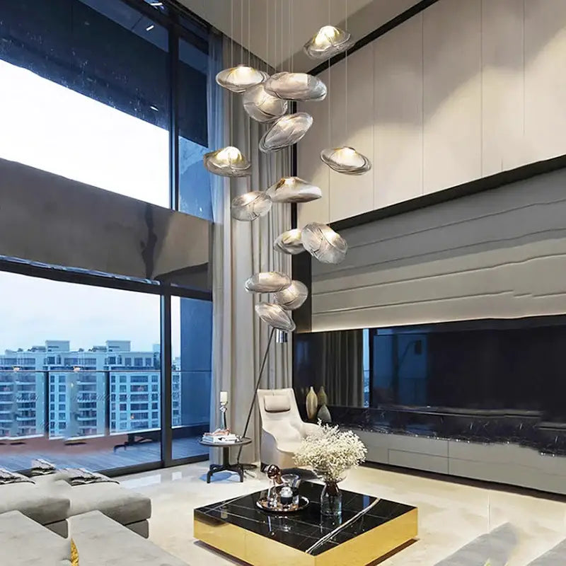 Suspension Artistique Moderne À Galets Flottants Blancs

