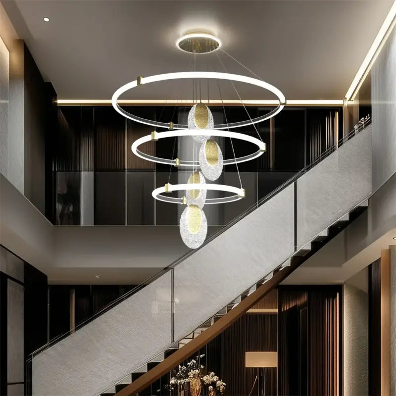LUVODI 3-Layers LED Ceiling Lighting Fixture Art Decor Acrylic Water-drop Chandelier Pendant Lamp with 3 Color Lights