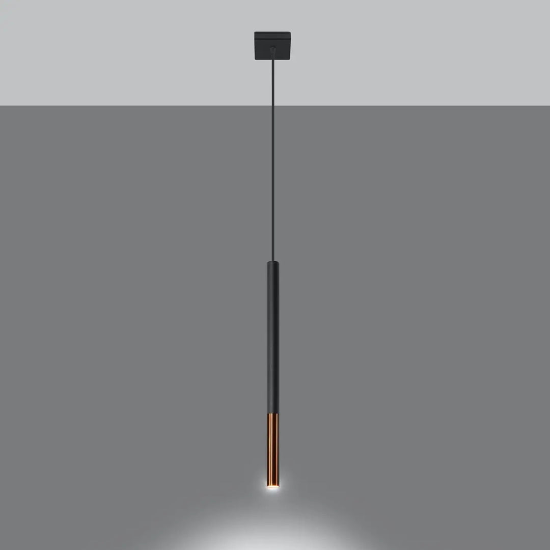 Suspension noir/cuivre allumée