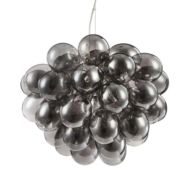 Suspension luminaire balbo en verre fumé couleur nickel avec globes sphériques pour salle à manger moderne