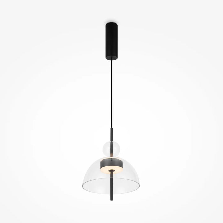 Suspension bangkok en métal noir avec verre transparent et accents sphériques moderne pour éclairage intérieur