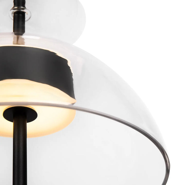 Suspension bangkok avec verre transparent et métal noir au design moderne et minimaliste pour éclairage intérieur