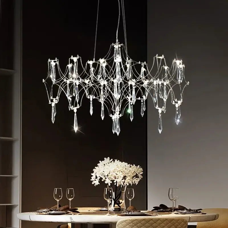 Starry Crystal Chandelier Living Room Light Luxury Modern Hotel Villa Duplex Bedroom Restaurant Fireflies Ceiling