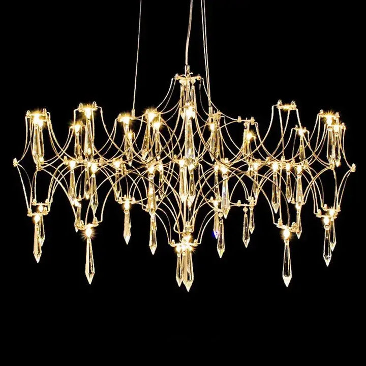 Starry Crystal Chandelier Living Room Light Luxury Modern Hotel Villa Duplex Bedroom Restaurant Fireflies Ceiling