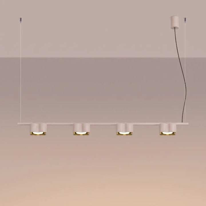 Suspension Ovio taupe en aluminium, allumée
