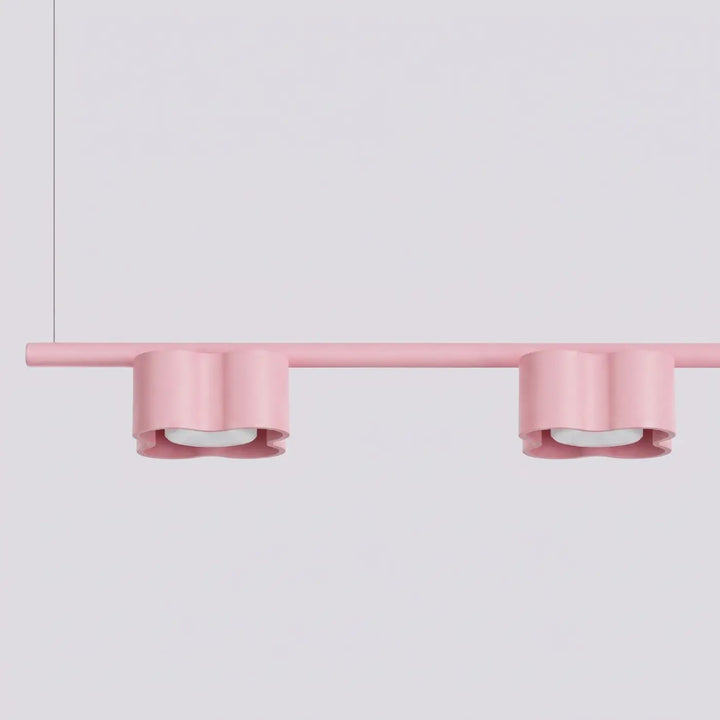Suspension Ovio rose en aluminium, détail du contour ondulé
