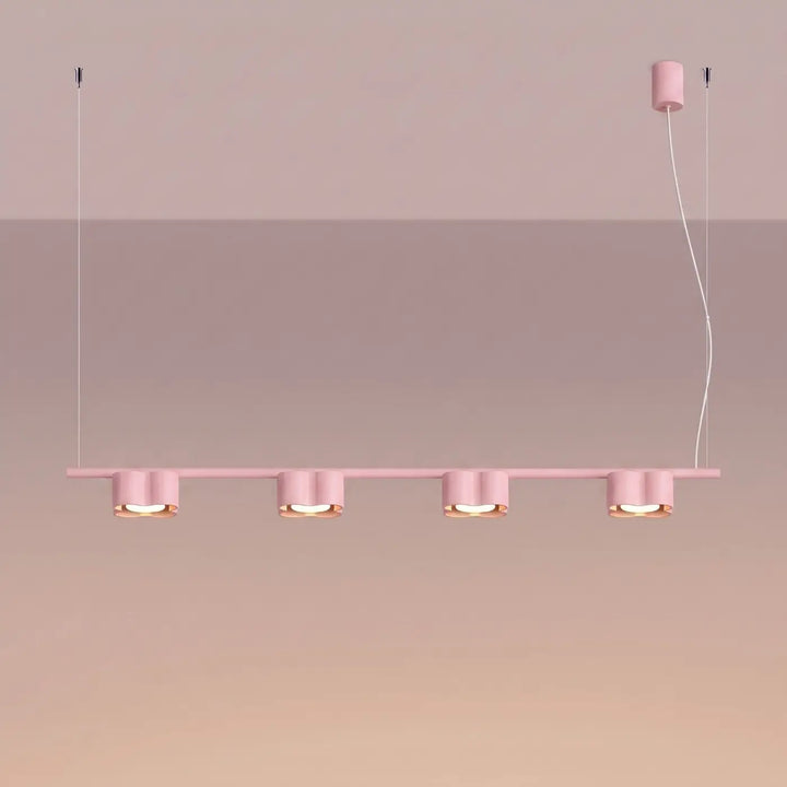 Suspension Ovio rose en aluminium, allumée