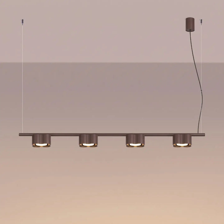 Suspension Ovio marron en aluminium, allumée