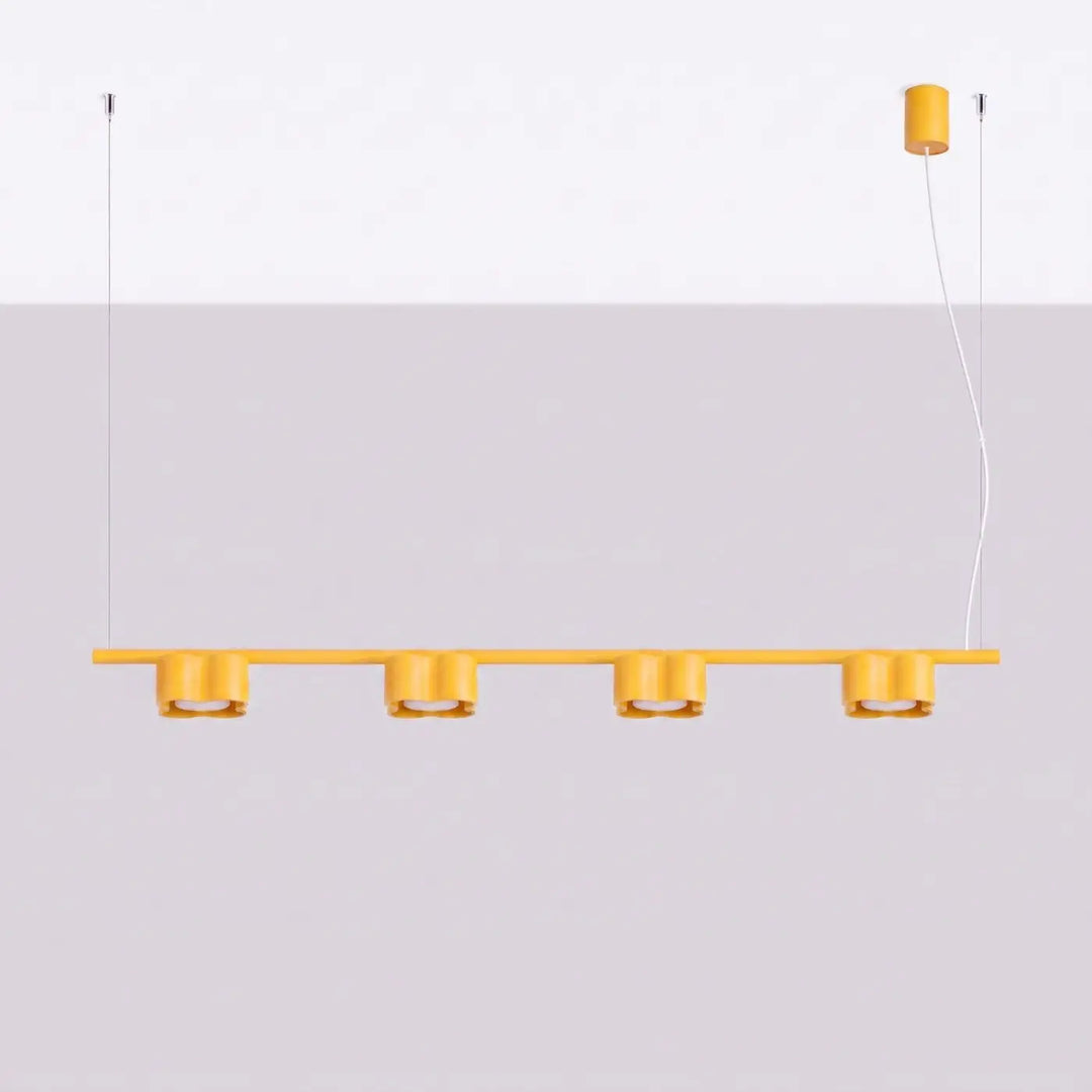 Suspension Ovio jaune en aluminium, éteinte
