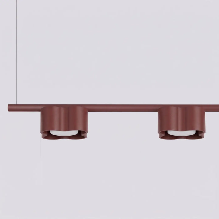 Suspension Ovio bordeaux en aluminium, détail du contour ondulé