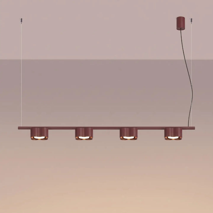 Suspension Ovio bordeaux en aluminium, allumée