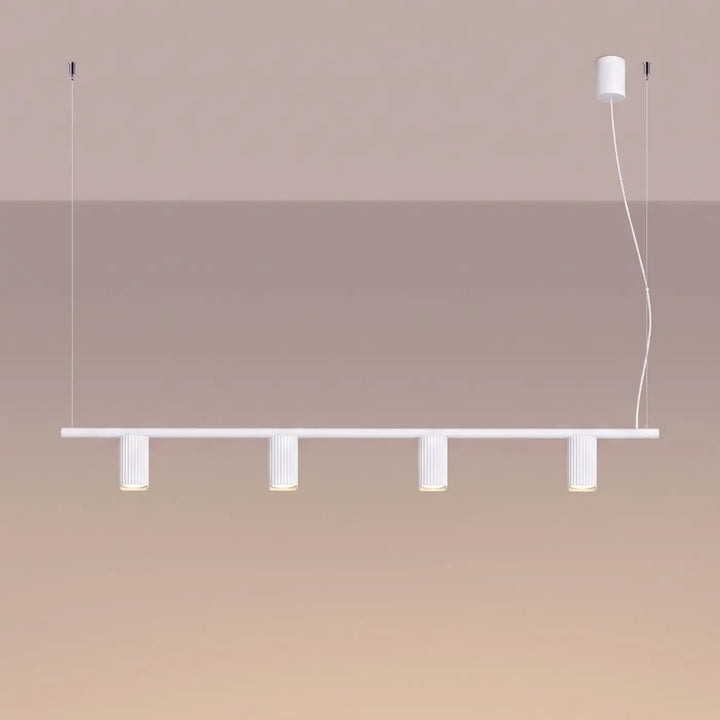 Suspension Rayo blanche en aluminium, allumée