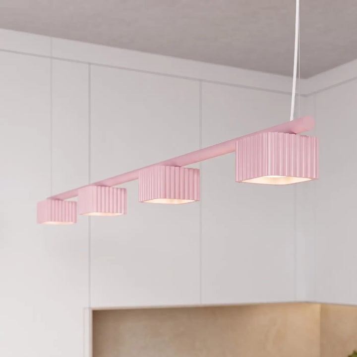 Suspension Riff rose en aluminium, allumée