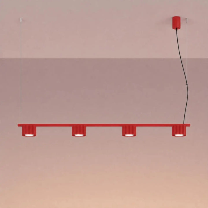 Suspension Riff rouge en aluminium, allumée