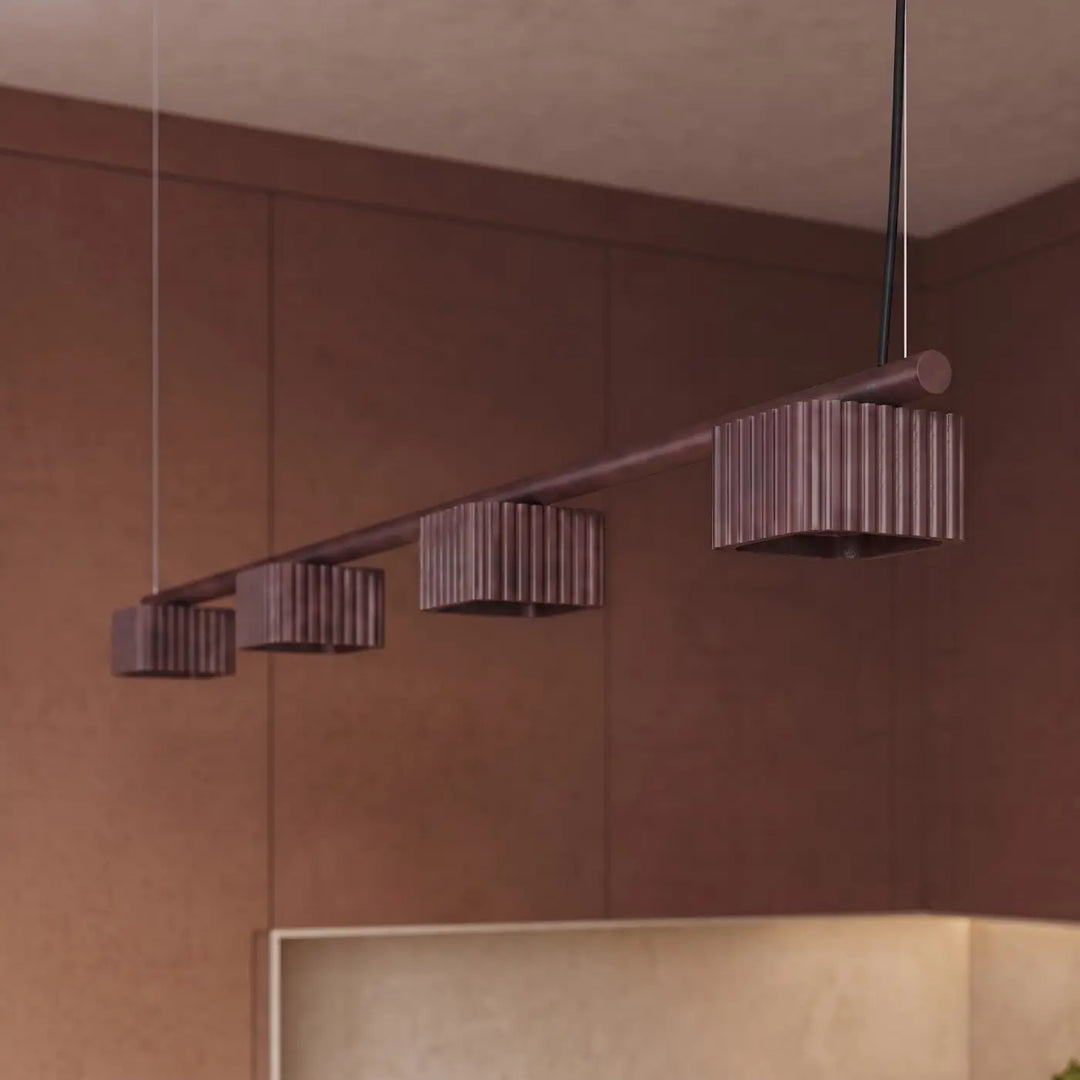 Suspension Riff marron en aluminium, allumée