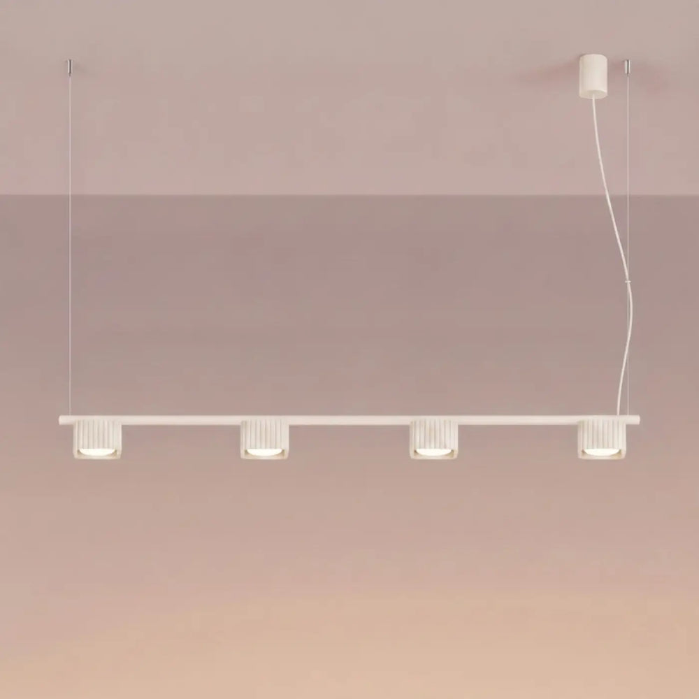Suspension Riff beige en aluminium, allumée