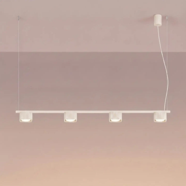 Suspension Riff beige en aluminium, allumée
