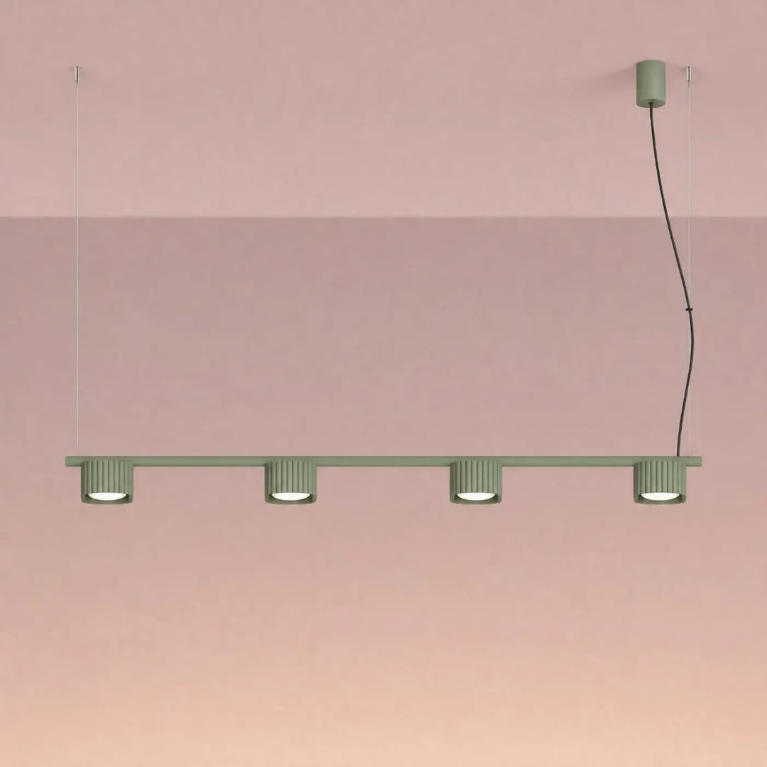 Suspension Riff vert olive en aluminium, allumée