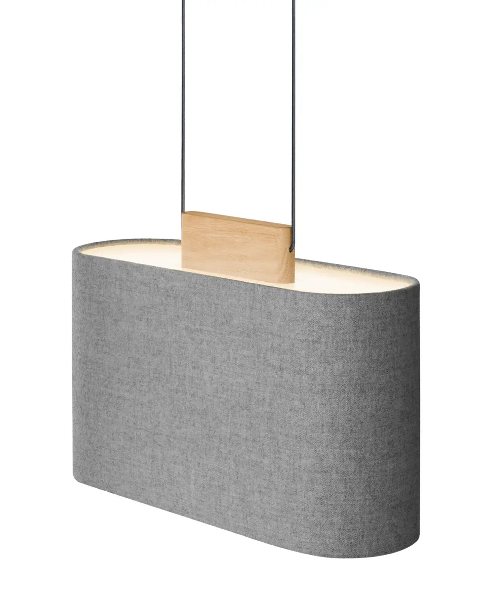 Suspension Belmont en tissu gris argenté et chêne massif