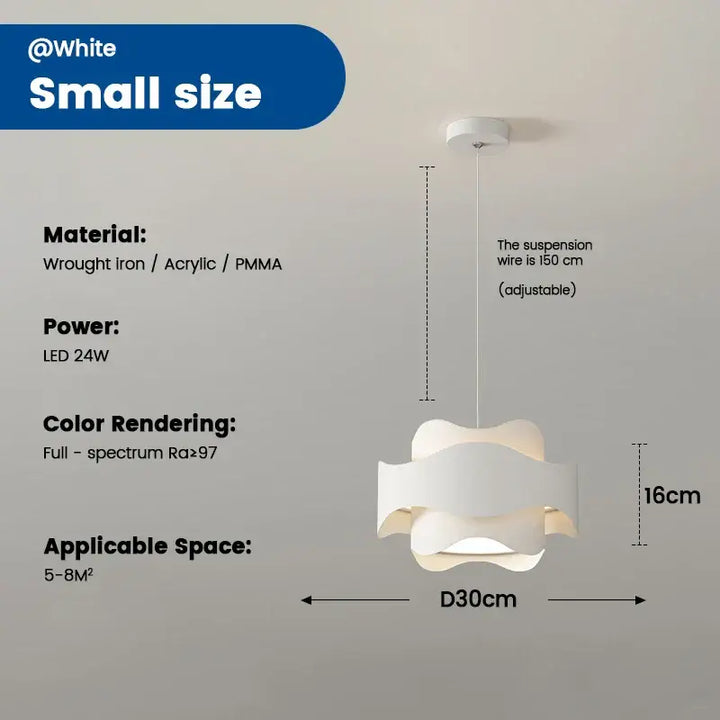 Suspension blanche design sculptural courbes ondulées déco