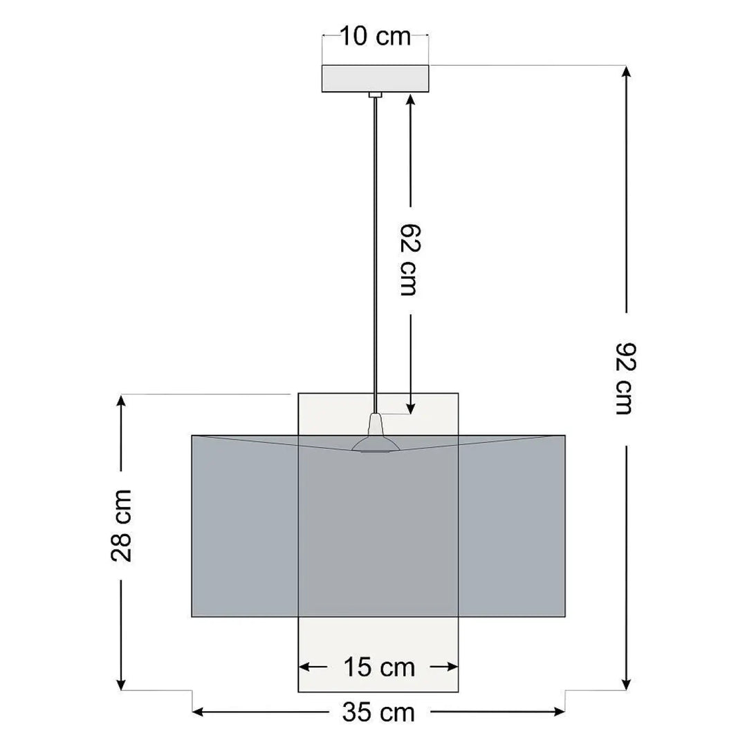 Suspension blanche double moderne avec abat-jour rectangulaire gris et support métallique minimaliste