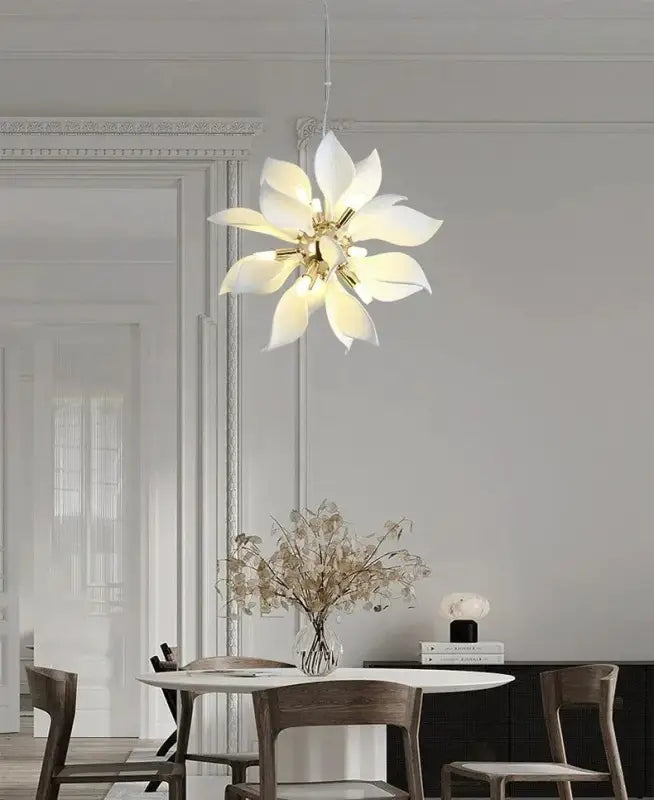 Suspension Blanche Forme Fleur Pétales Design Moderne Élégante