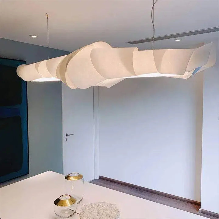 Suspension blanche forme organique sculpturale design moderne

