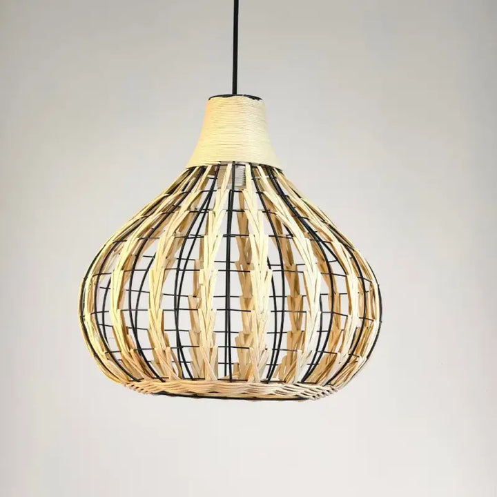 Suspension bohème en bambou tressé style naturel