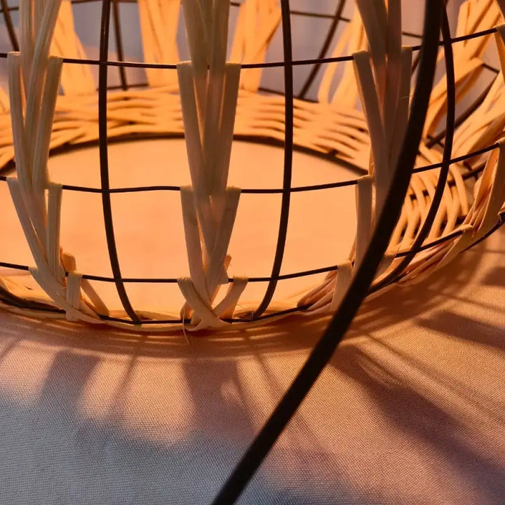 Suspension bohème en bambou tressé style naturel