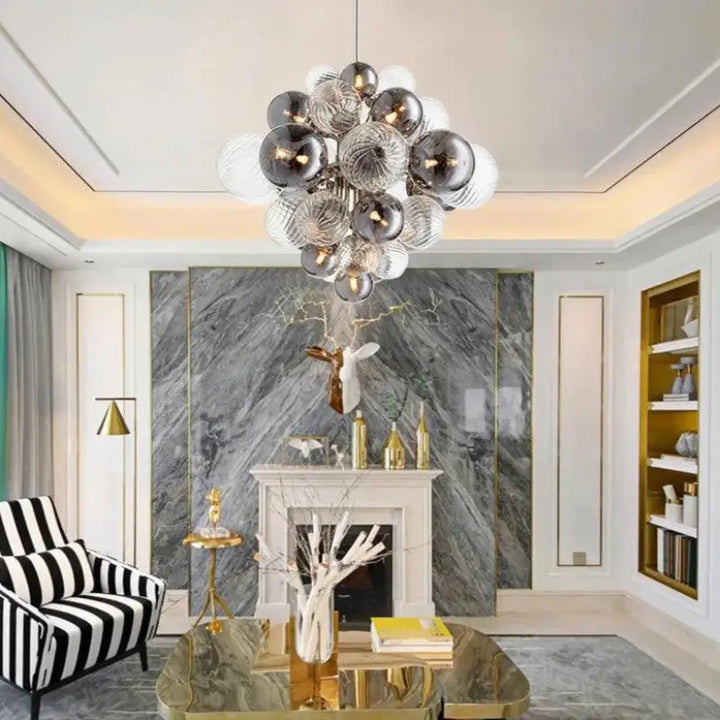 Suspension Boule Noire En Verre Élégant