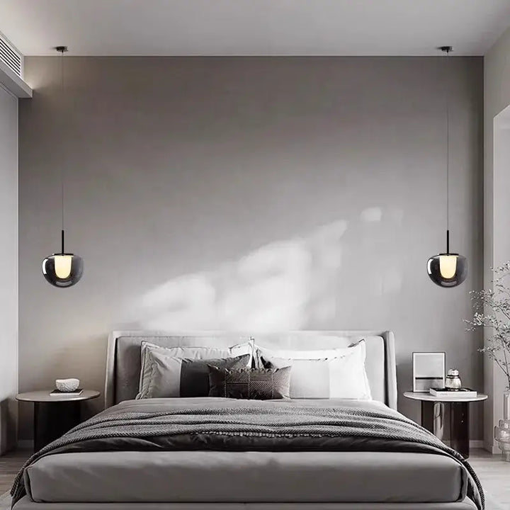 Suspension boule en verre fumé pour éclairage moderne

