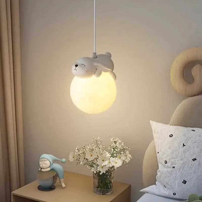Suspension boules LED avec animaux polaires pour chambre enfant