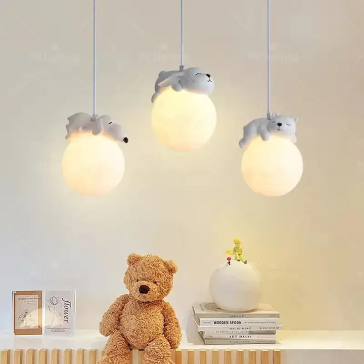 Creative Cartoon Animals LED Hanging Chandelier for Living Room Kid’s Bedroom Bedside Lamps Home-appliance Decor