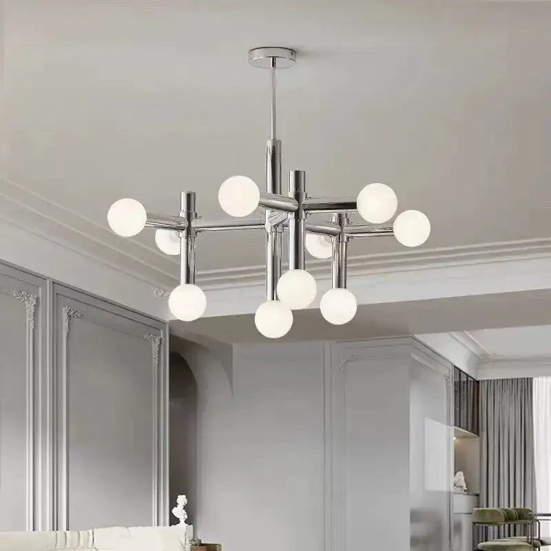 Suspension Branchée Chrome Avec Diffuseurs Sphériques

