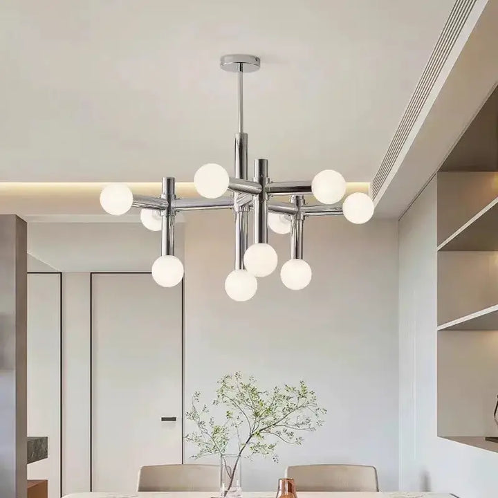 Suspension Branchée Chrome Avec Diffuseurs Sphériques

