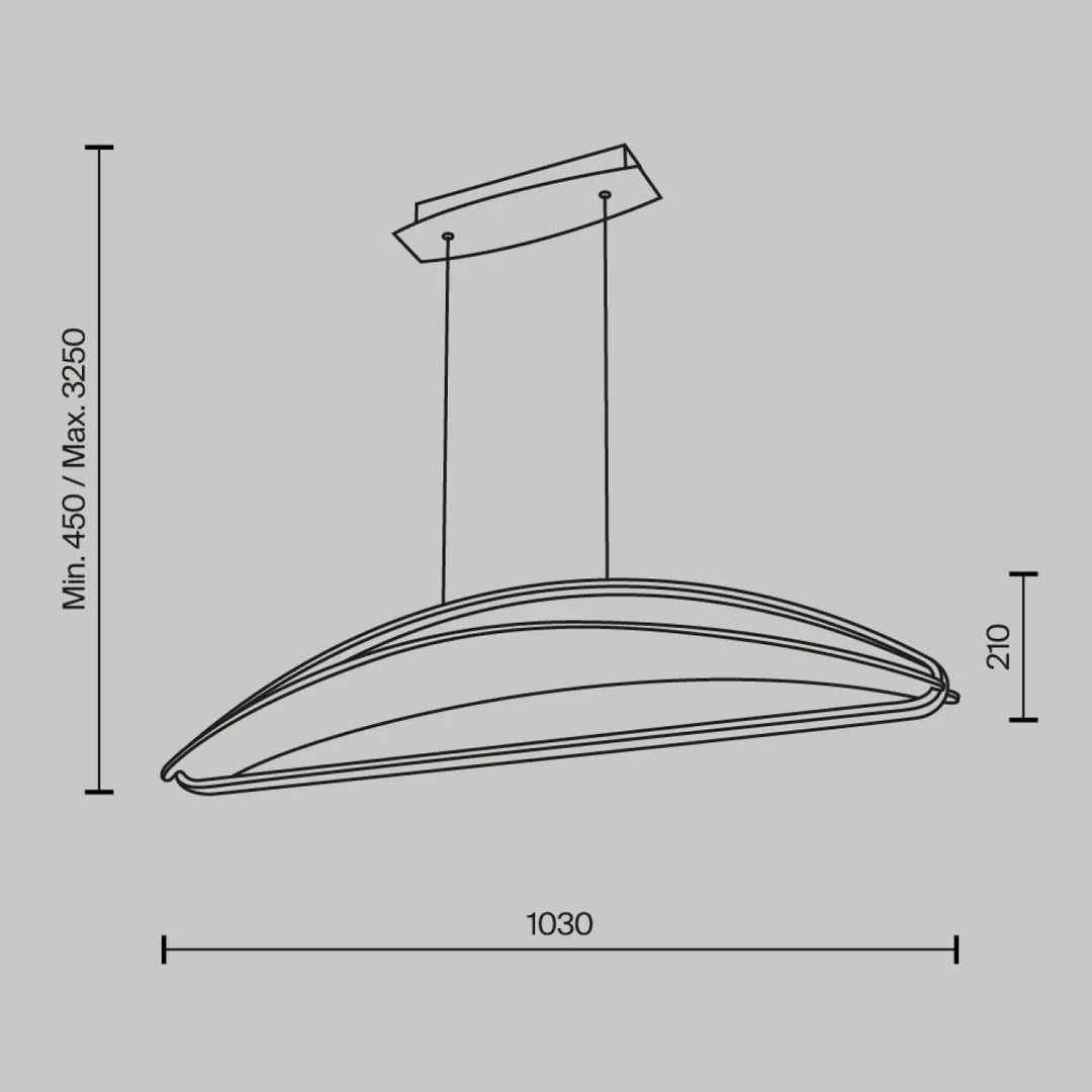 Suspension luminaire breeze linéaire avec cadre métallique fin et design courbe moderne pour éclairer d’une table