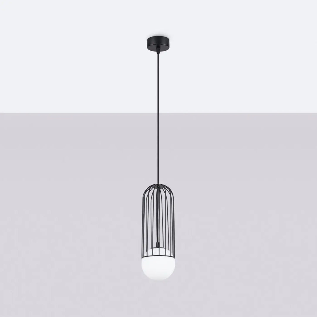 Suspension Luminaire noir éteinte, vue rapprochée