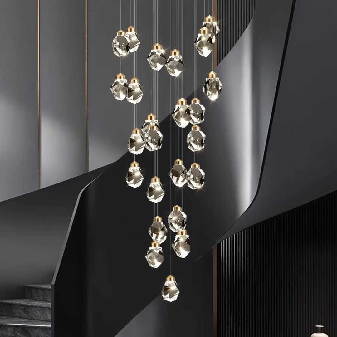 Suspension Cascade Cristal Moderne Élégante Pour Escalier
