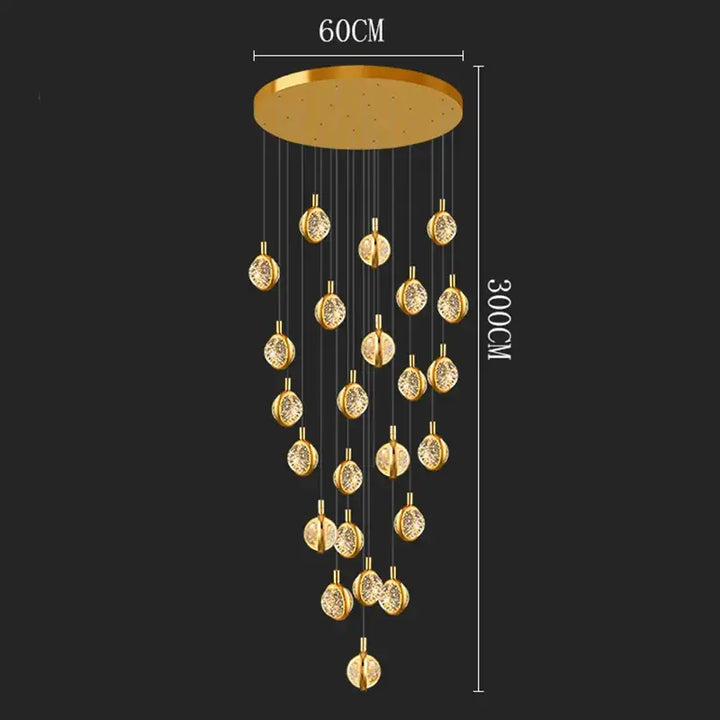 Suspension Cascade Dorée à Disques Cristal Design Luxueux

