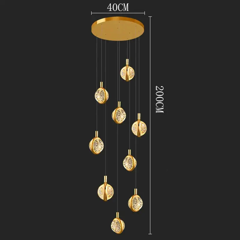 Suspension Cascade Dorée à Disques Cristal Design Luxueux

