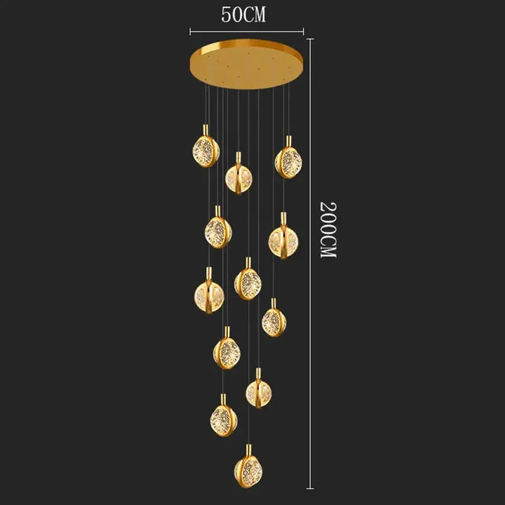 Suspension Cascade Dorée à Disques Cristal Design Luxueux

