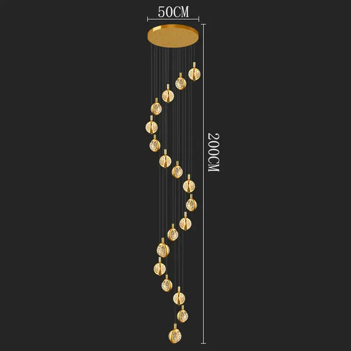Suspension Cascade Dorée à Disques Cristal Design Luxueux

