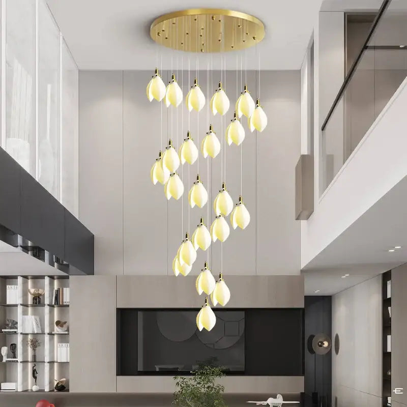 Suspension cascade pétales métal et céramique

