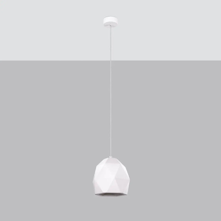 Suspension Mint en céramique blanche taillée en diamant, éteinte